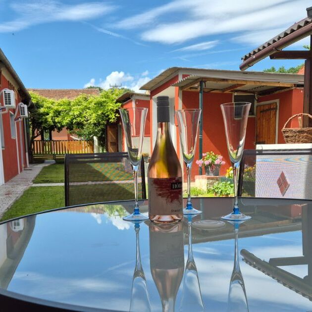 Fruehstuecksplatz-mit-Glick-in-den-Gartenhof-Langerhof-Hannersdorf-Suedburgenland