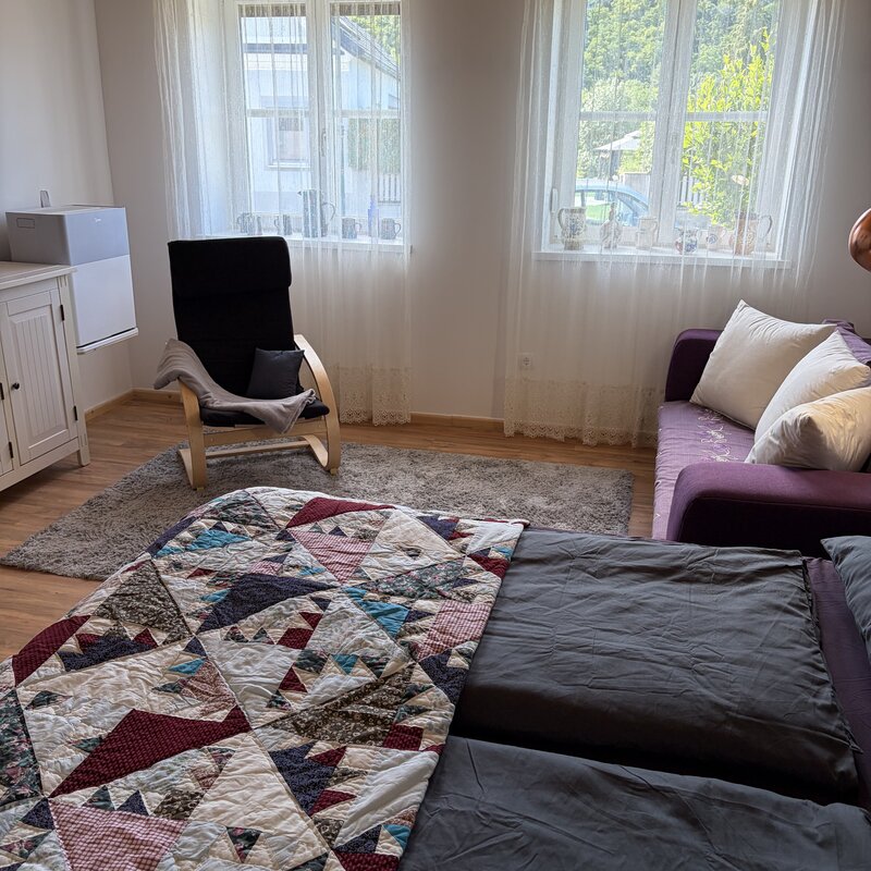 Wohnschlafzimmer Holler mit Klimaanlage Boxspringbett und Schlafcouch Langerhof Hannersdorf Suedburgenland