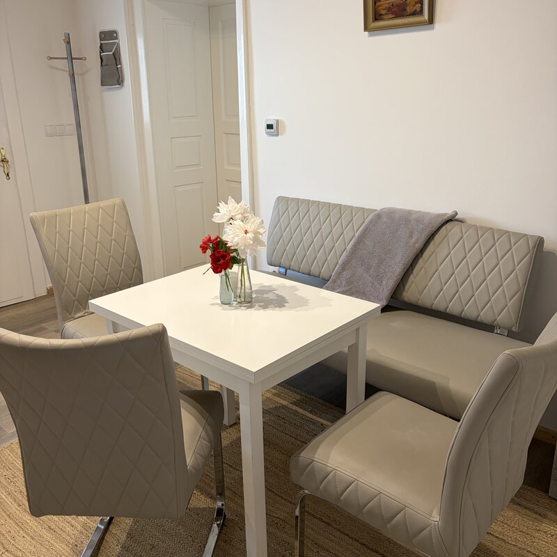 Essplatz mit Türe zum Wohnschlafzimmer Wohnung Holler Langerhof Hannersdorf Suedburgenland
